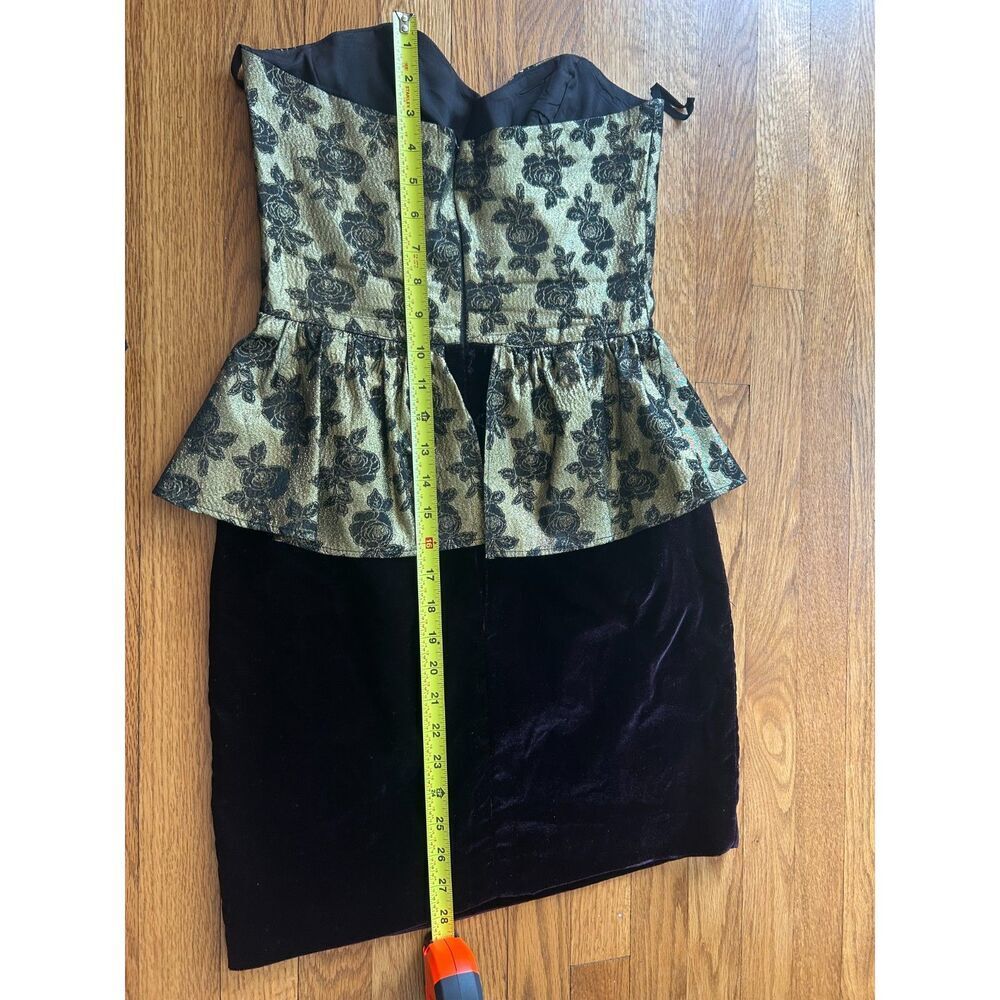 Vintage 80s SWEETHEART PROM STRAPLESS Boned Mini Gold PARTY COCKTAIL DRESS Sz 5 - Picture 6 of 8
